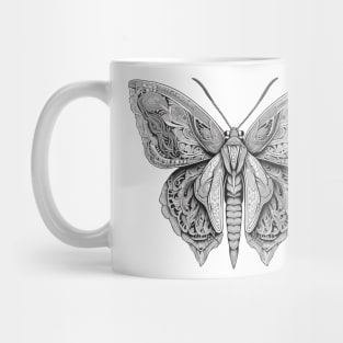 Moth butterfly beautiful intricate black and white design Mug